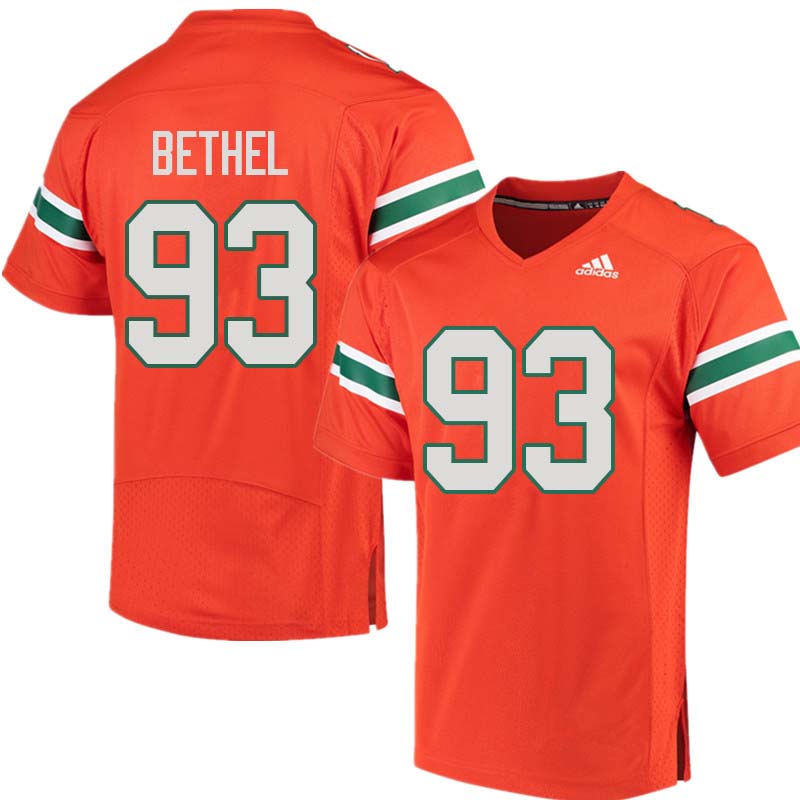 Adidas Miami Hurricanes #93 Pat Bethel College Football Jerseys Sale-Orange - Click Image to Close